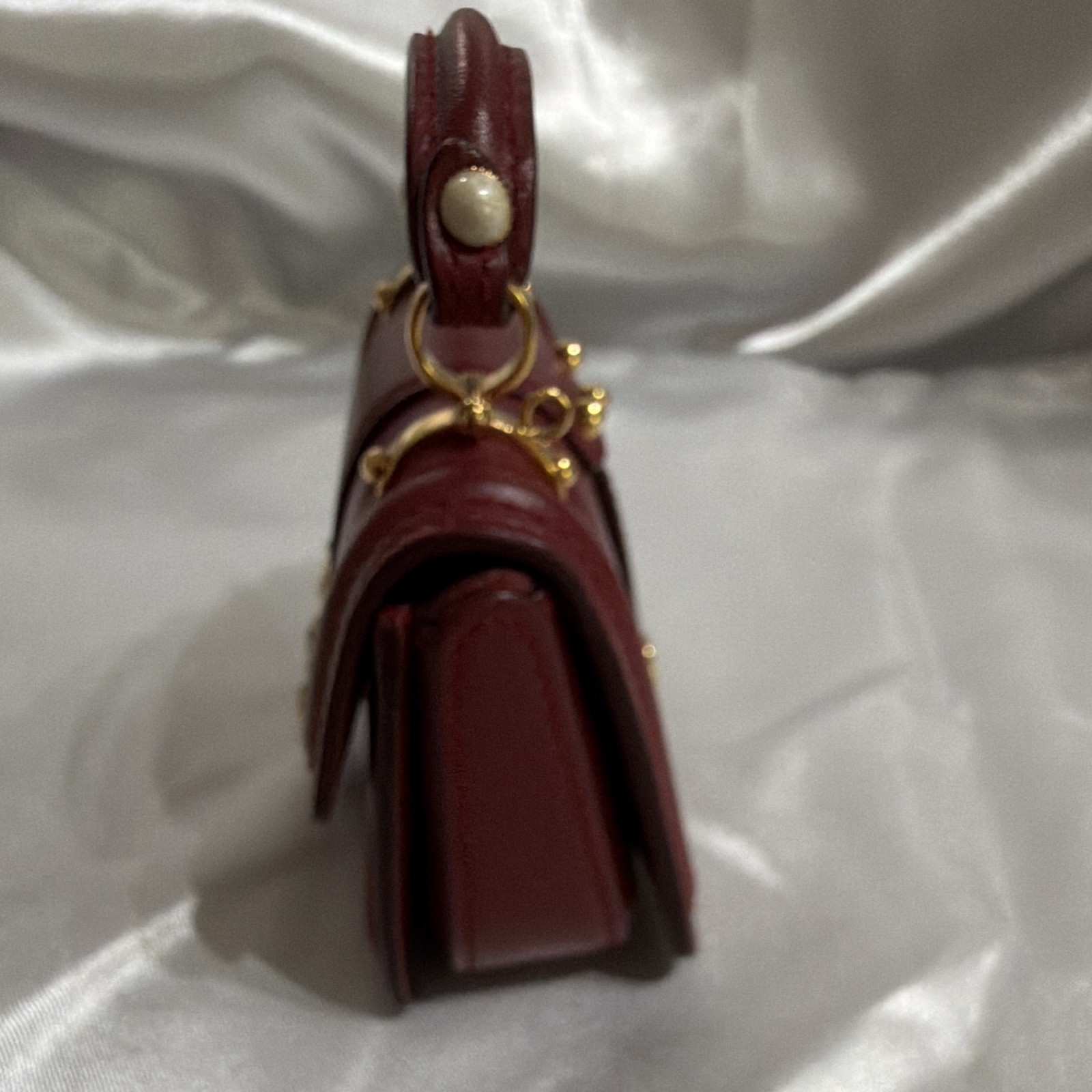 Dolce&Gabbana Burgundy Mini Top Handle Bag Gold Hardware DG Logo Magnetic