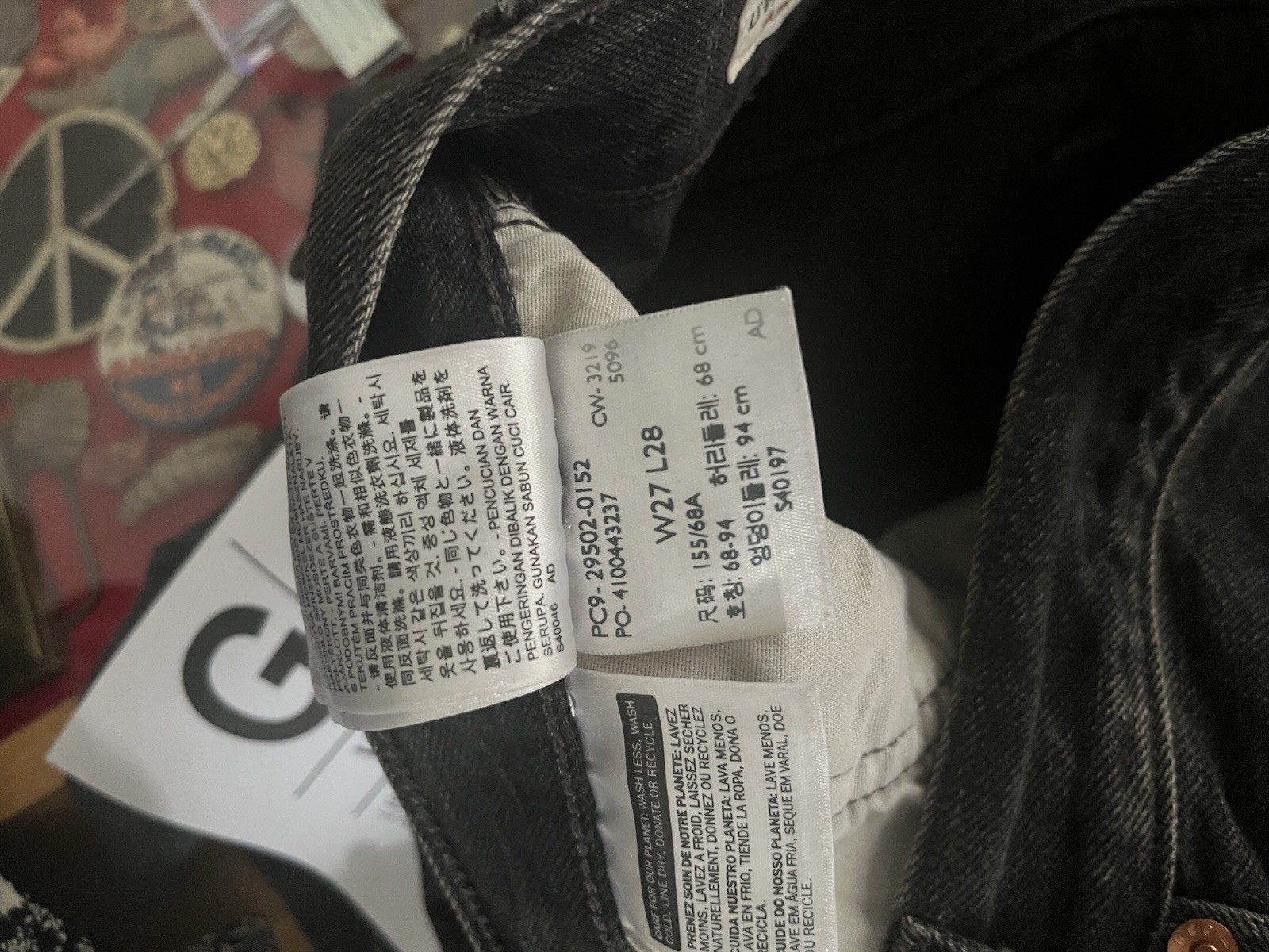 Levi’s Premium Black Denim Jeans Slim Straight Button Fly Distressed 5-Pocket