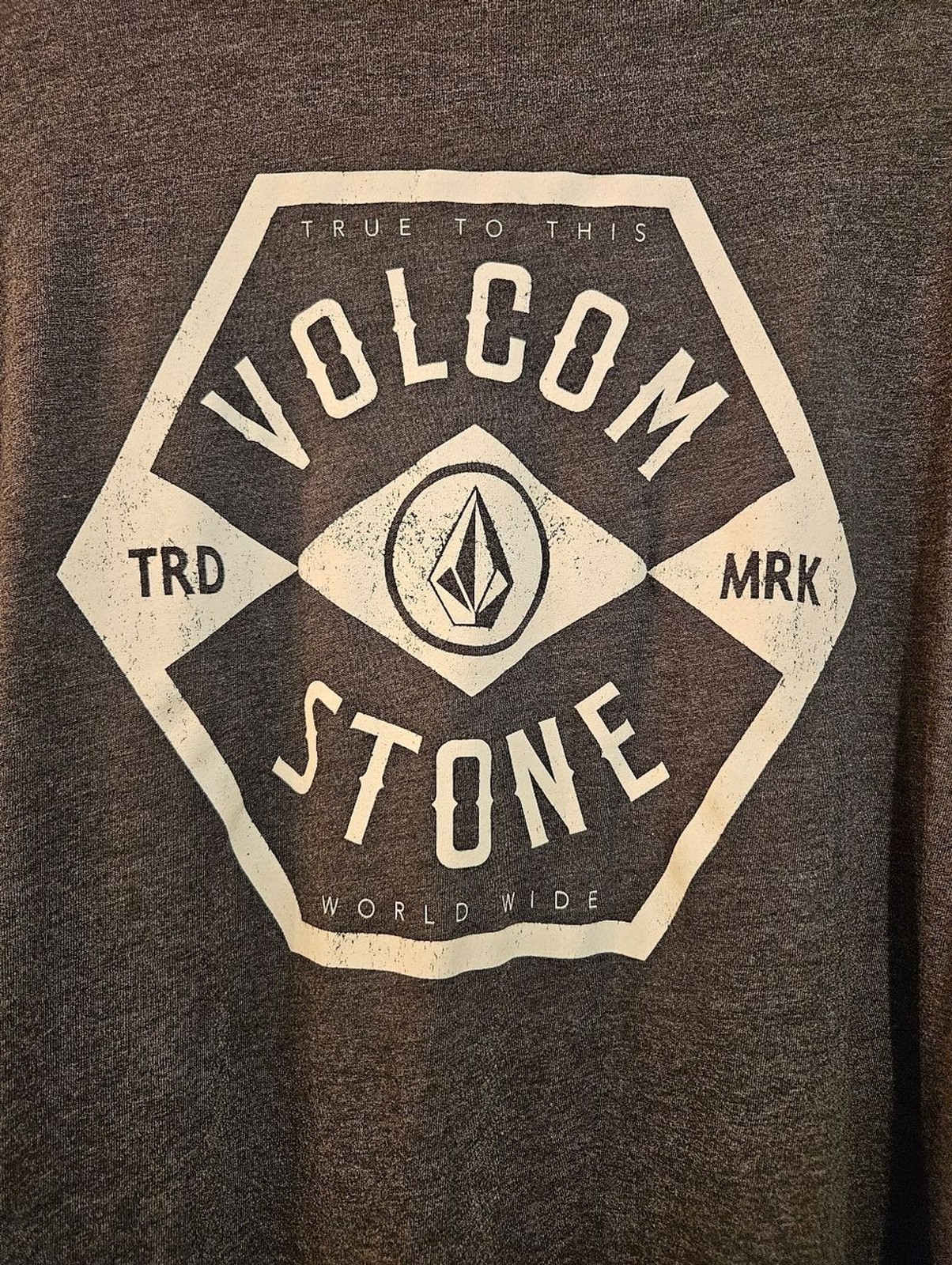 Volcom Men’s Long Sleeve Tee – Charcoal Gray with White Logo