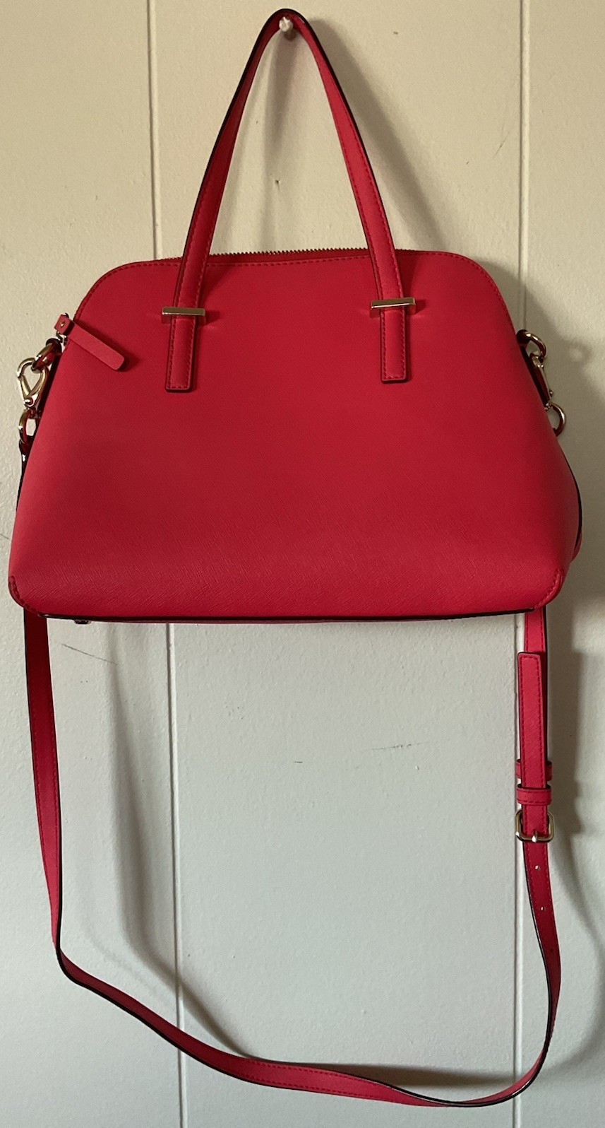Kate Spade New York Pink Satchel Top Handle Bag Zip Detachable Strap Gold