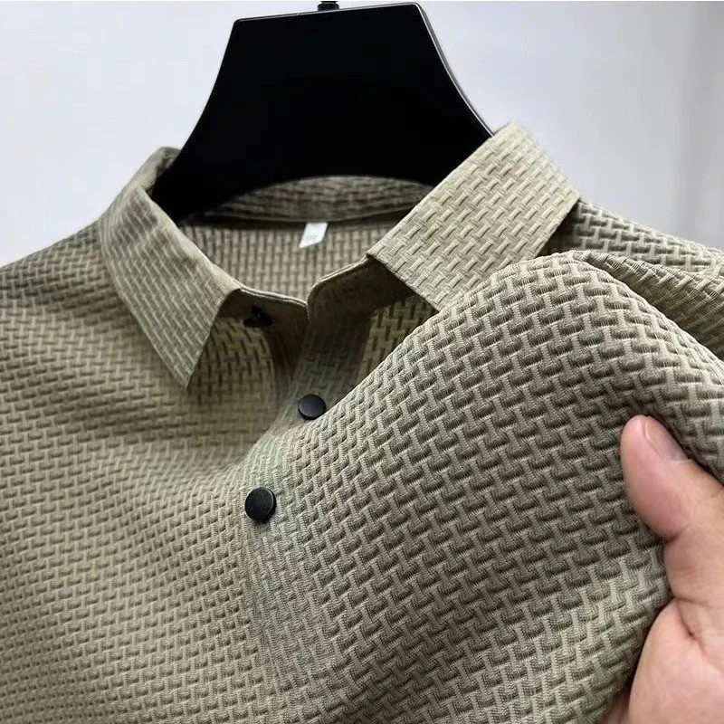 Men’s Breathable Summer Polo Shirt Short Sleeve Business Casual Solid Top Gift