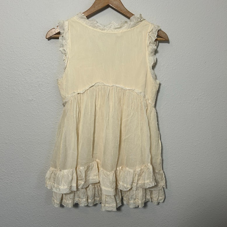 Robert Rodriguez Silk Top Womens 6 Cream Ruffle Victorian Romantic Goth Vamp