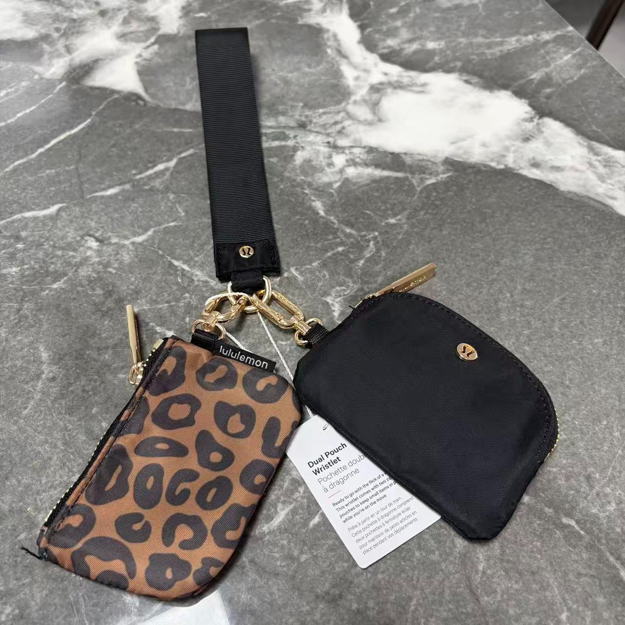 Lululemon Dual Pouch Wristlet Keychain Wallet Black, NWT