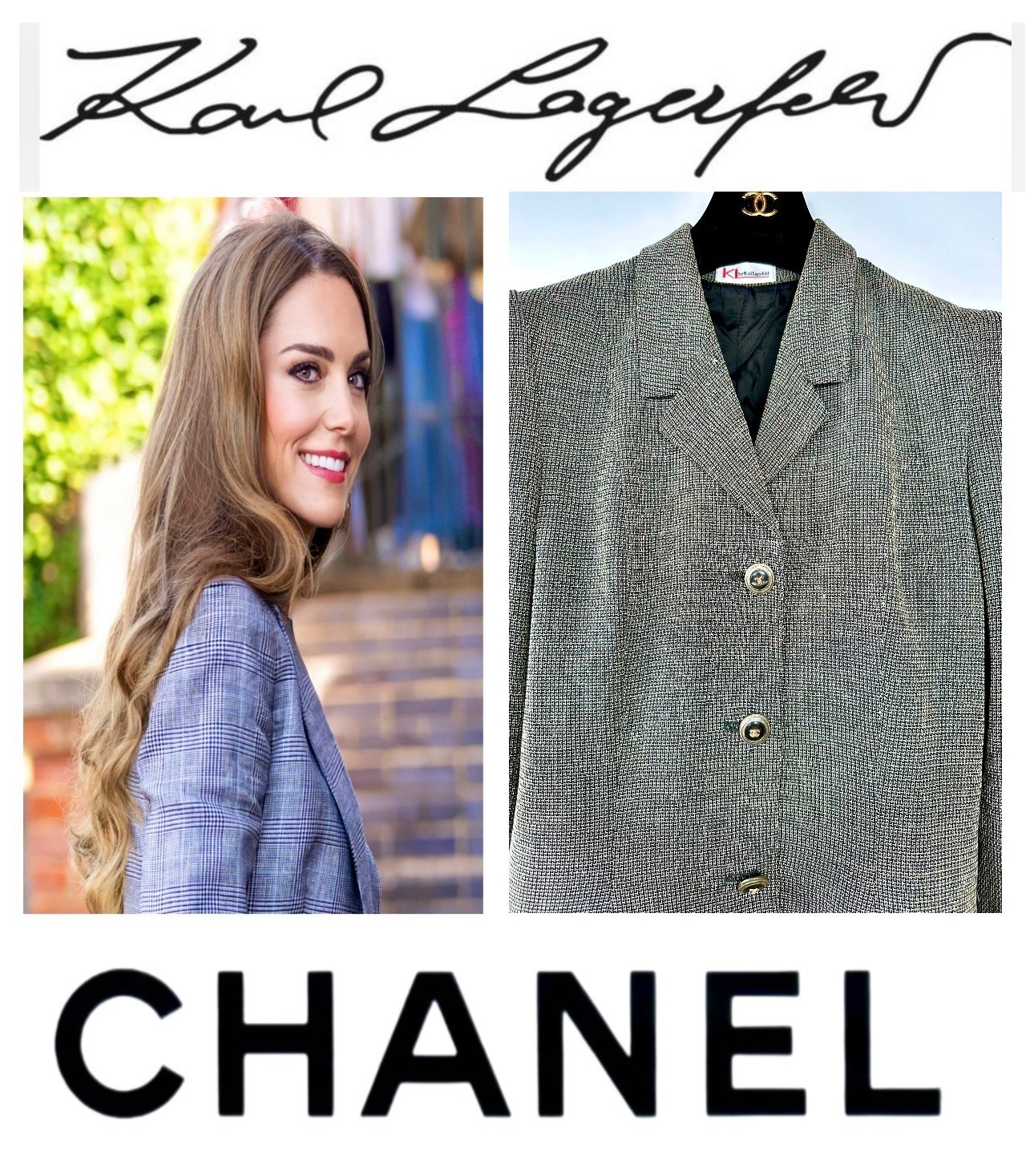 Karl Lagerfeld Vintage 1996 Gray Tweed Jacket 38 40 6 8 Coat CC Logo Buttons M