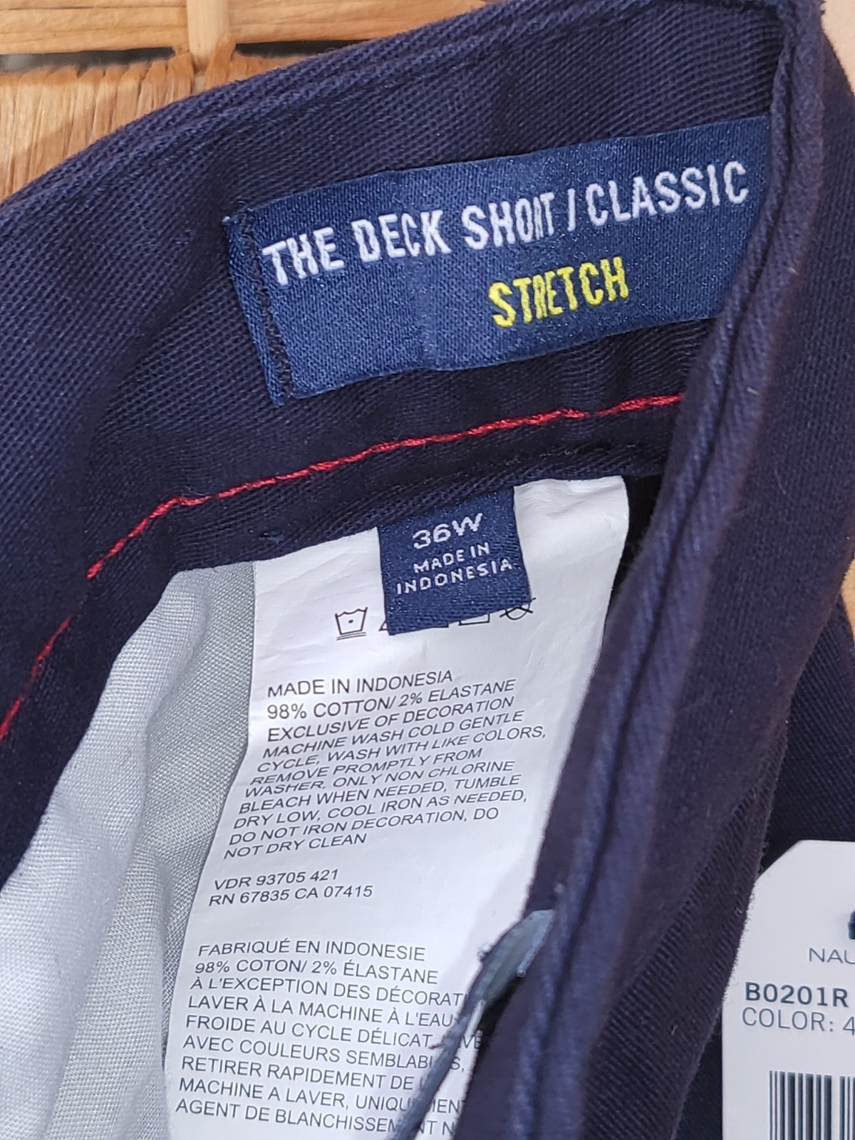 Nautica Men’s Navy Blue 38W The Deck Short Classic 98% Cotton 2% Elastane NWT