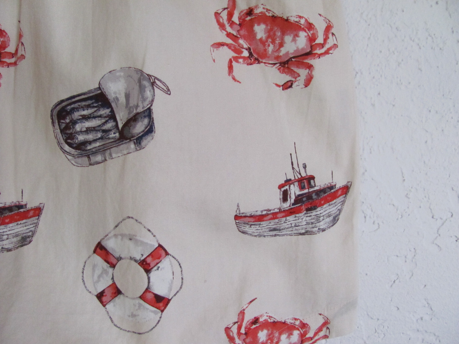 J Crew Boxers Watercolor Ocean-Crabs, Boats-Natural-Woven Cotton-Men’s M (32-34)