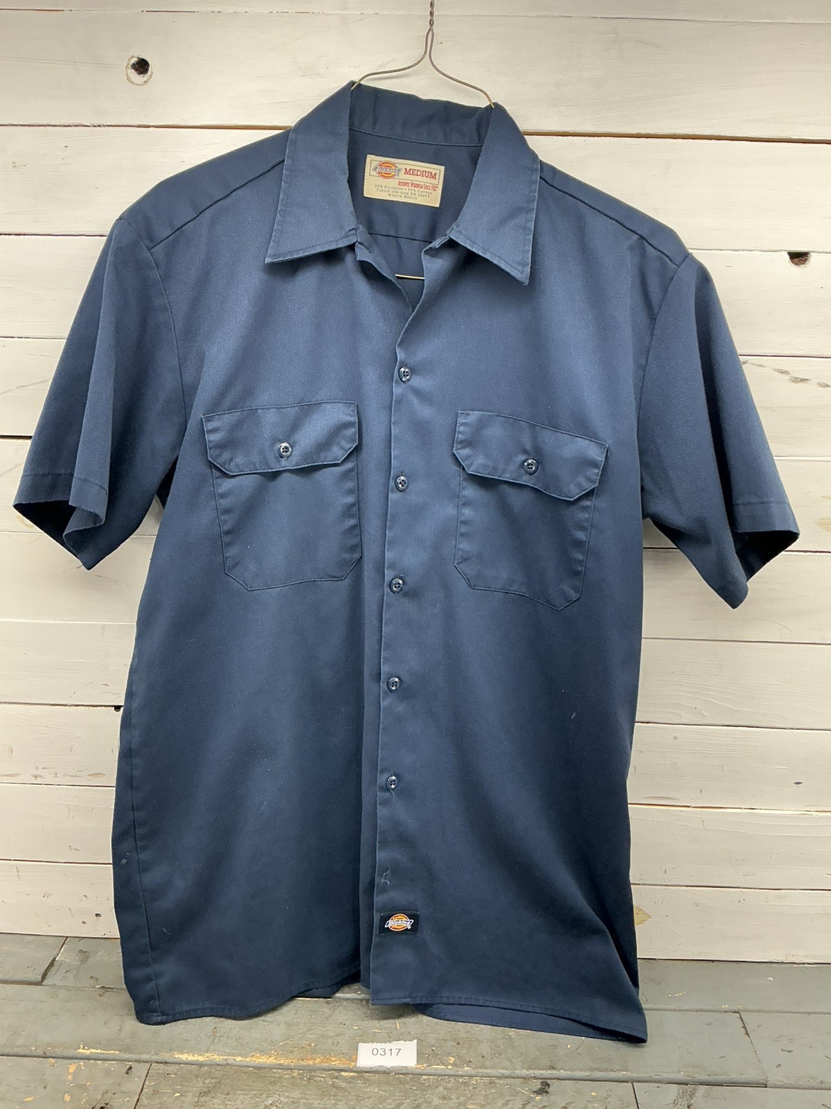 Dickies Work Shirt Men’s Medium Blue Short Sleeve Button Up