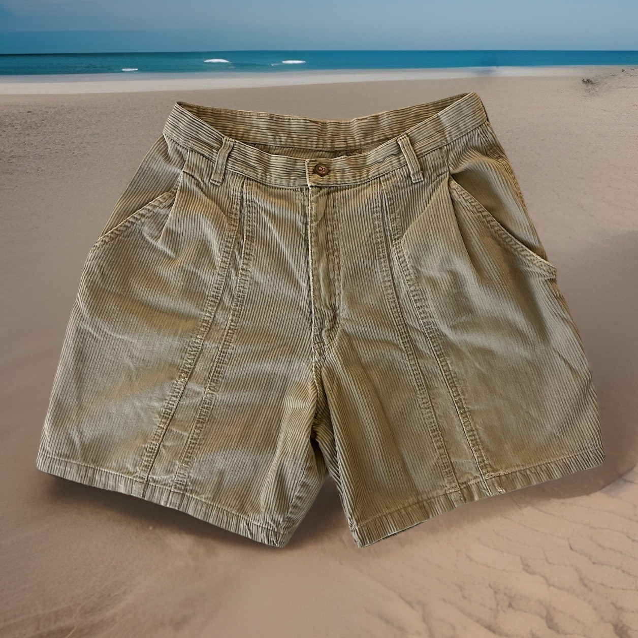 Ocean Pacific OP Men’s Vintage 70’s/80’s Corduroy Shorts Beige Tan Size 30 6.5”