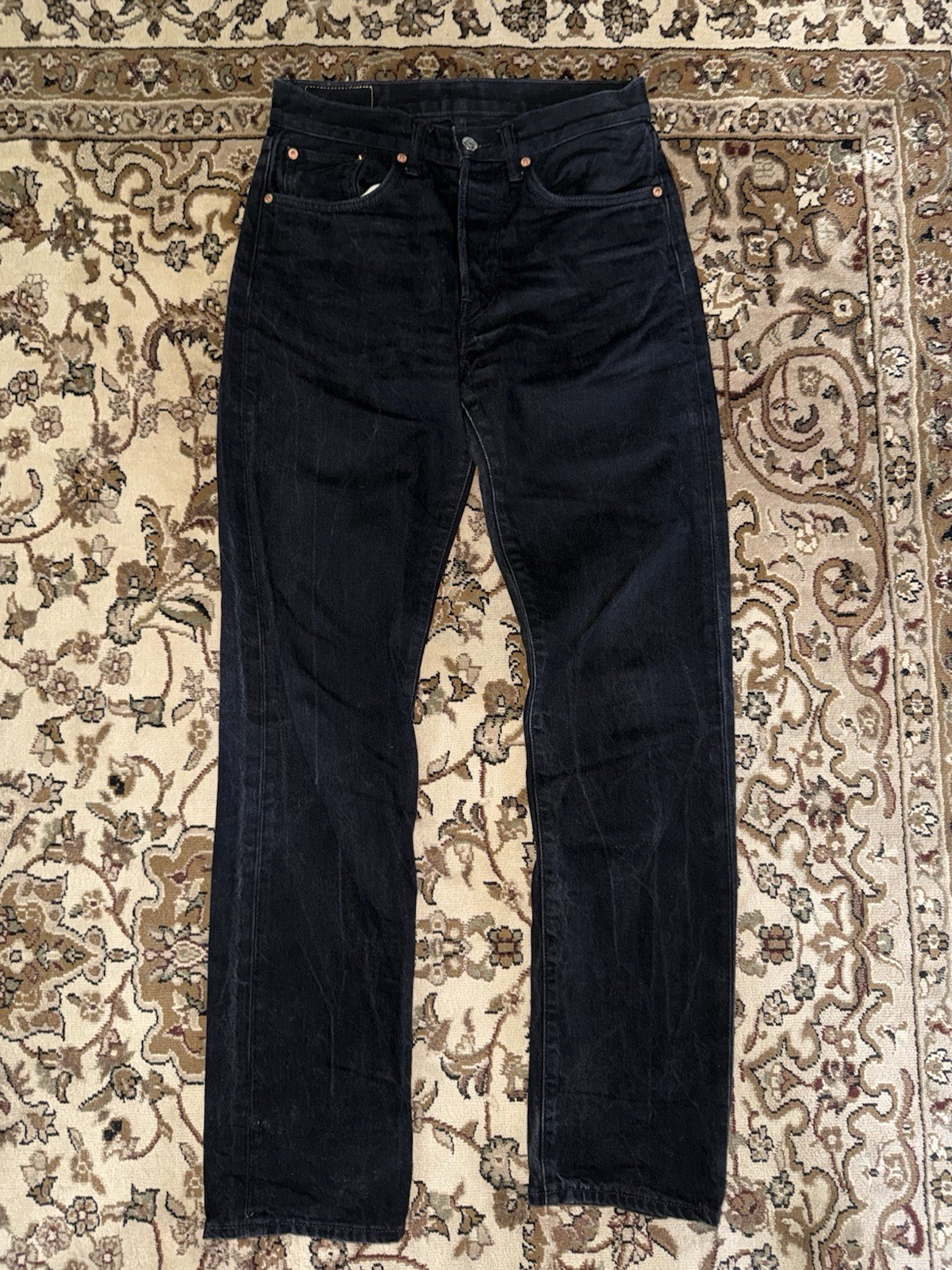 Buck Mason ford standard 12.75 oz Japanese Black Denim Mens fits 29×32 Faded