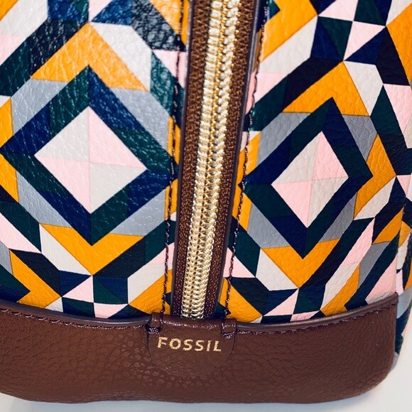 Fossil Sydney Satchel Yellow Geometric Crossbody Bag SHB2351702 NWT $138 Retail