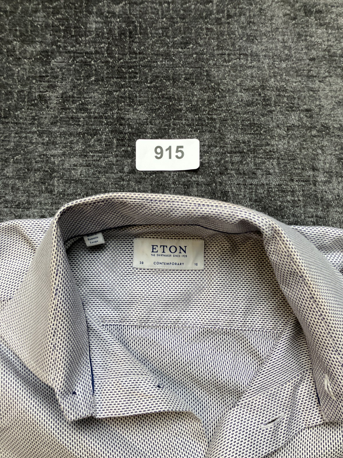 Eton Dress Shirt Men’s 15 38 White Textured Contemporary Fit Formal Button Up