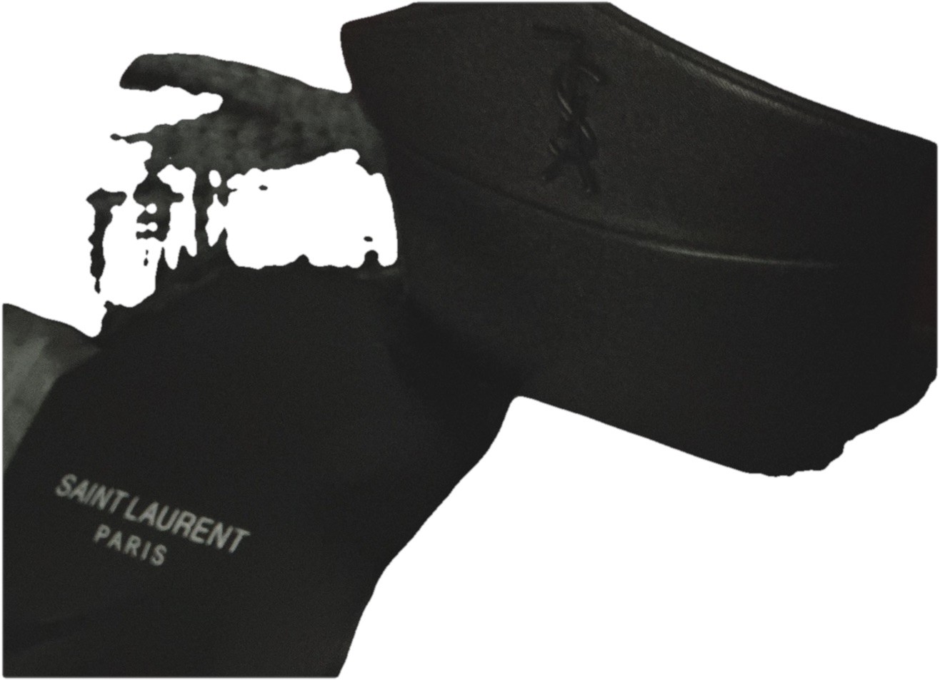 Saint Laurent Black Monogram Zip Clutch Pouch Wrist Strap Inner Pockets Box