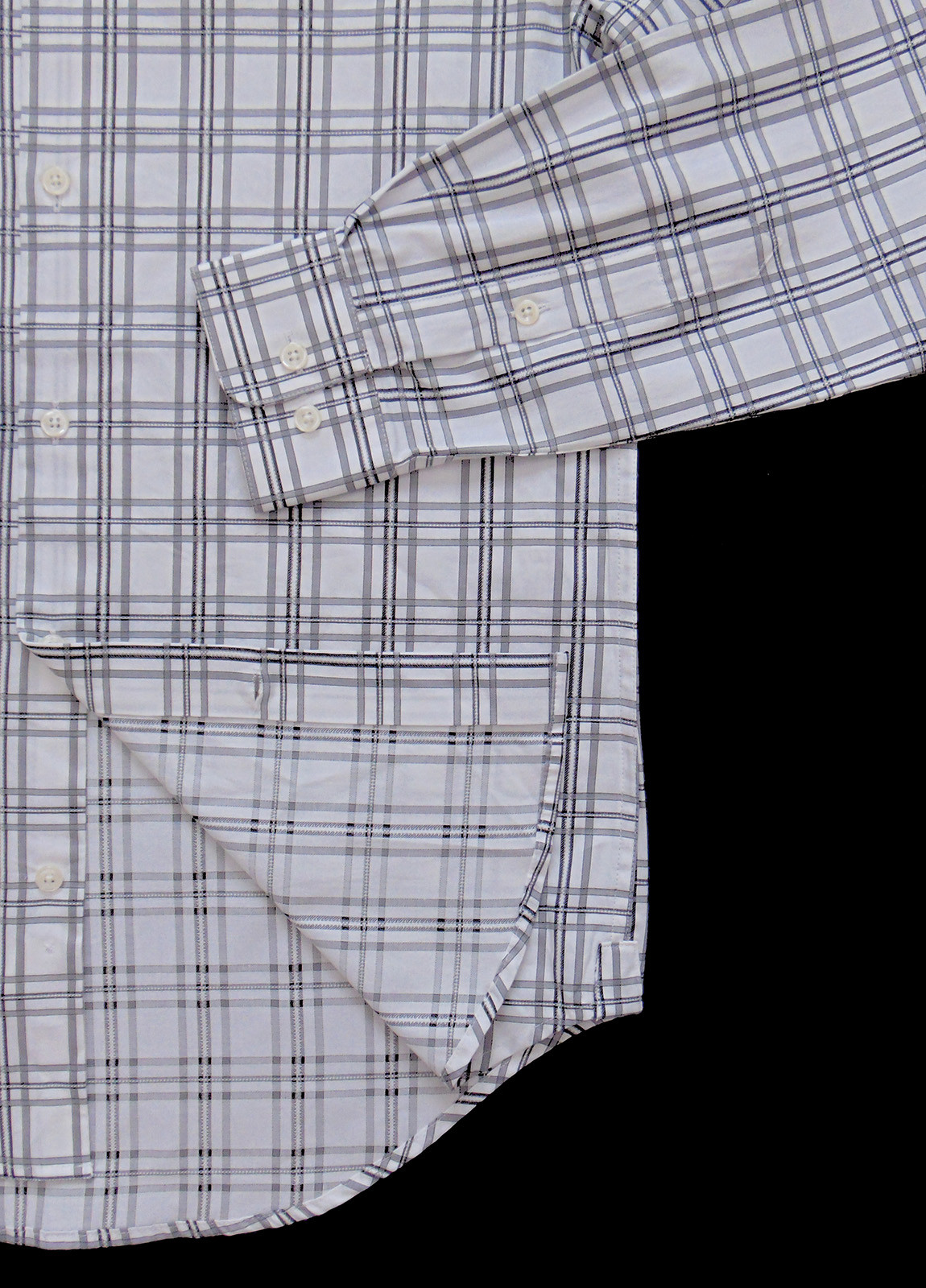 Men’s PERRY ELLIS White Black Gray Plaid Shirt Small S NWT Slight Defect