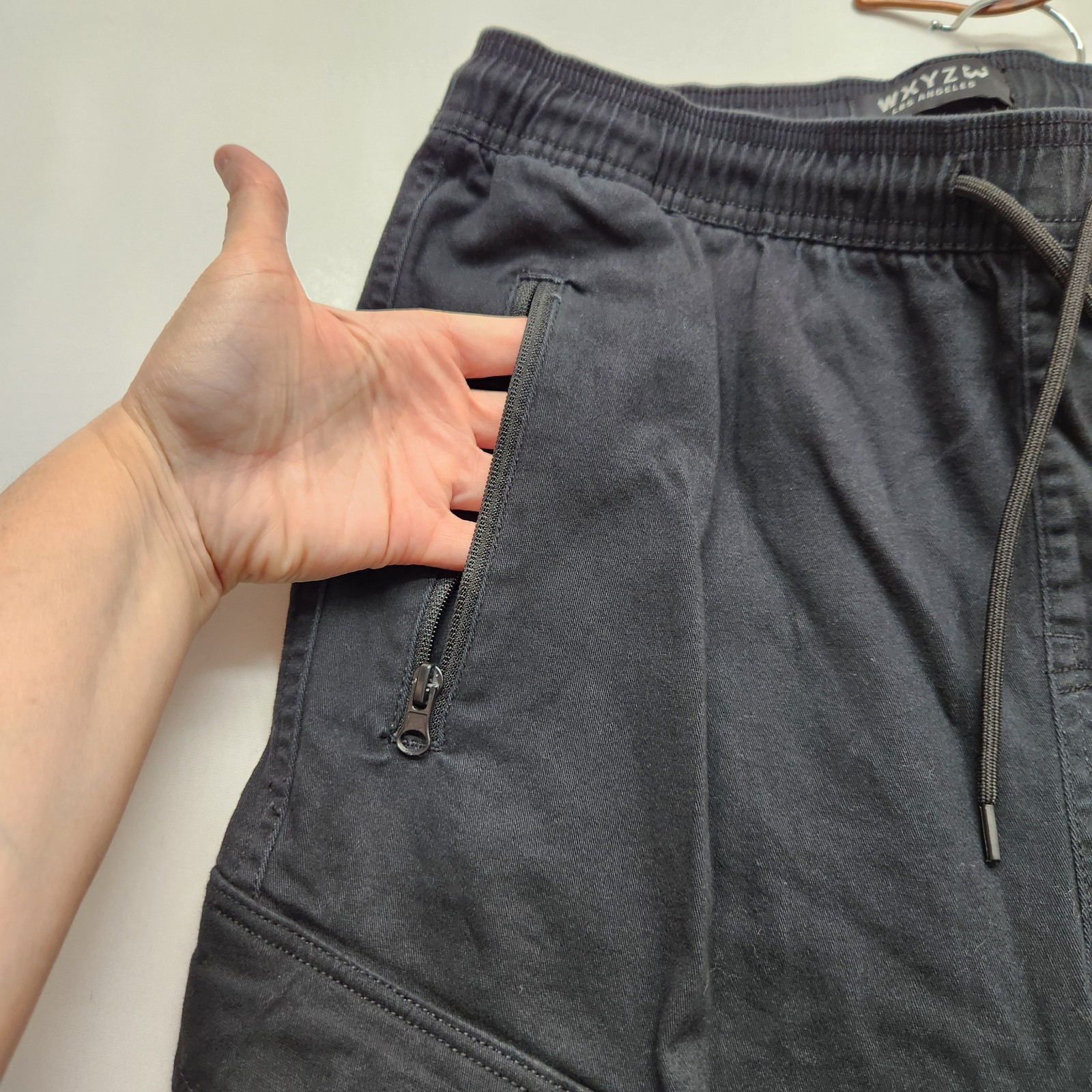 ⭐️WXYZ Los Angeles Black Cargo Jogger Pants Men’s Size M Cotton Stretch Gorpcore