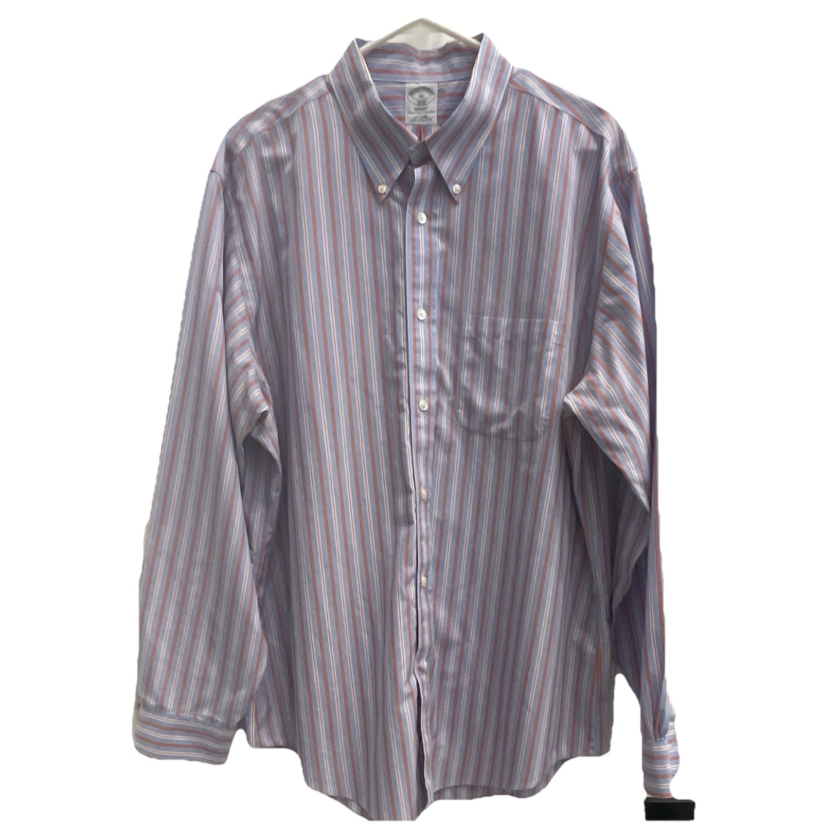 Brooks Brothers 1818 Regent XL Blue/Orange/White Striped Cotton Dress Shirt