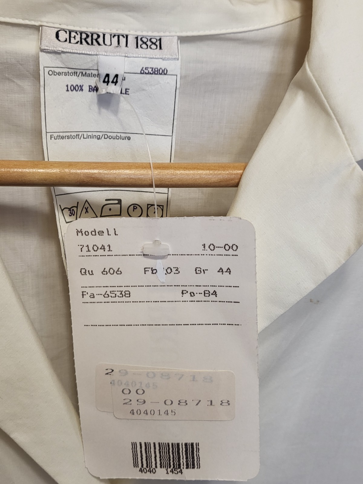 Cerruti Men’s 100% Baumwolle White Long Sleeve Button Up Shirt Ivory Size 44 NWT