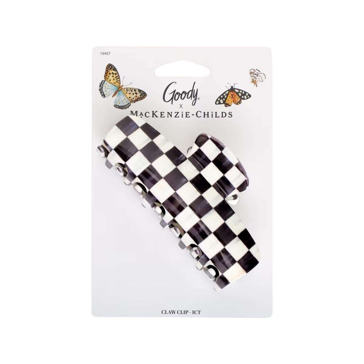 MacKenzie Childs x Goody Target 🖤 Black Courtly Check Large Hair Claw Clip NEW