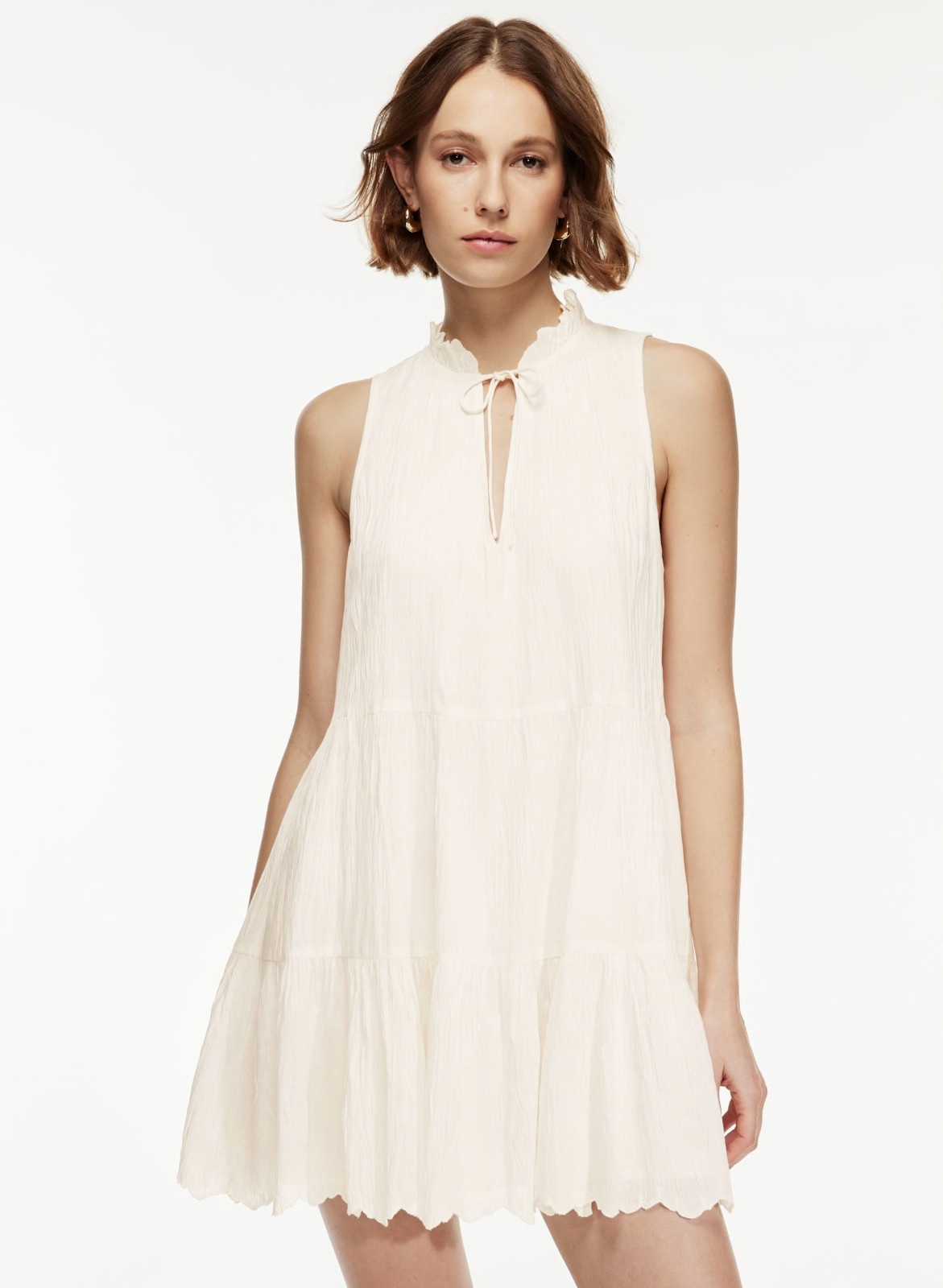 Aritzia Wilfred Daiquiri Dress Women’s S White Tiered Mini Flounce
