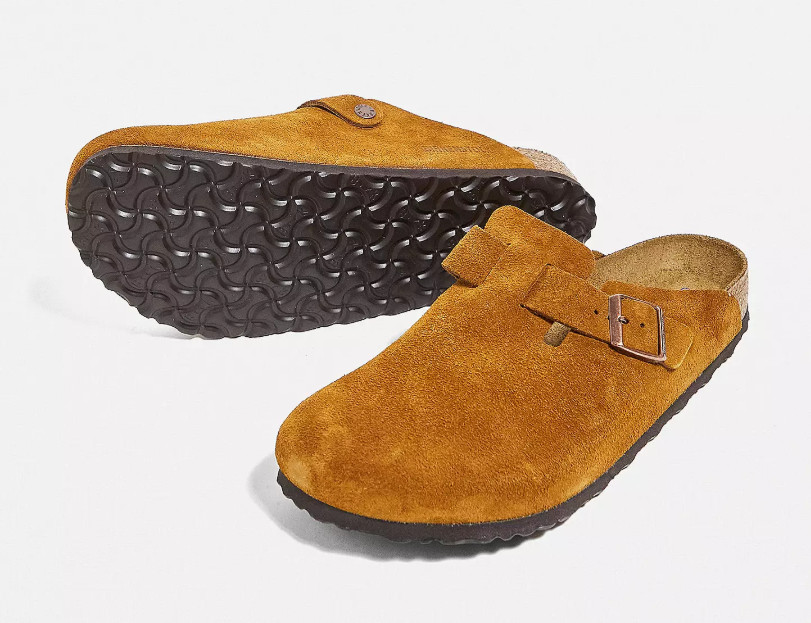 Birkenstock Boston Suede Leather Soft Footbed Taupe/Black/Mocha/Clog Sandals