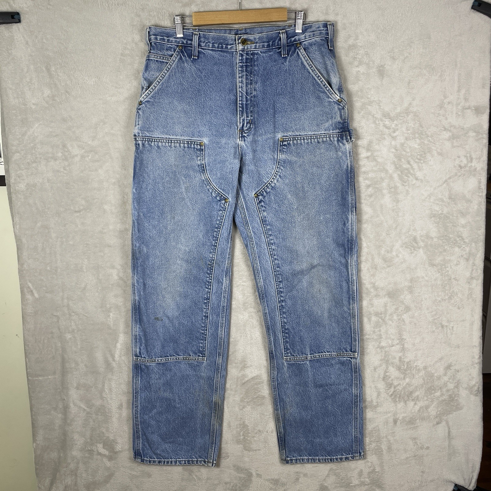 Vintage Carhartt Double Knee Jeans Mens 36×34 B73 DST Distressed Denim Pants