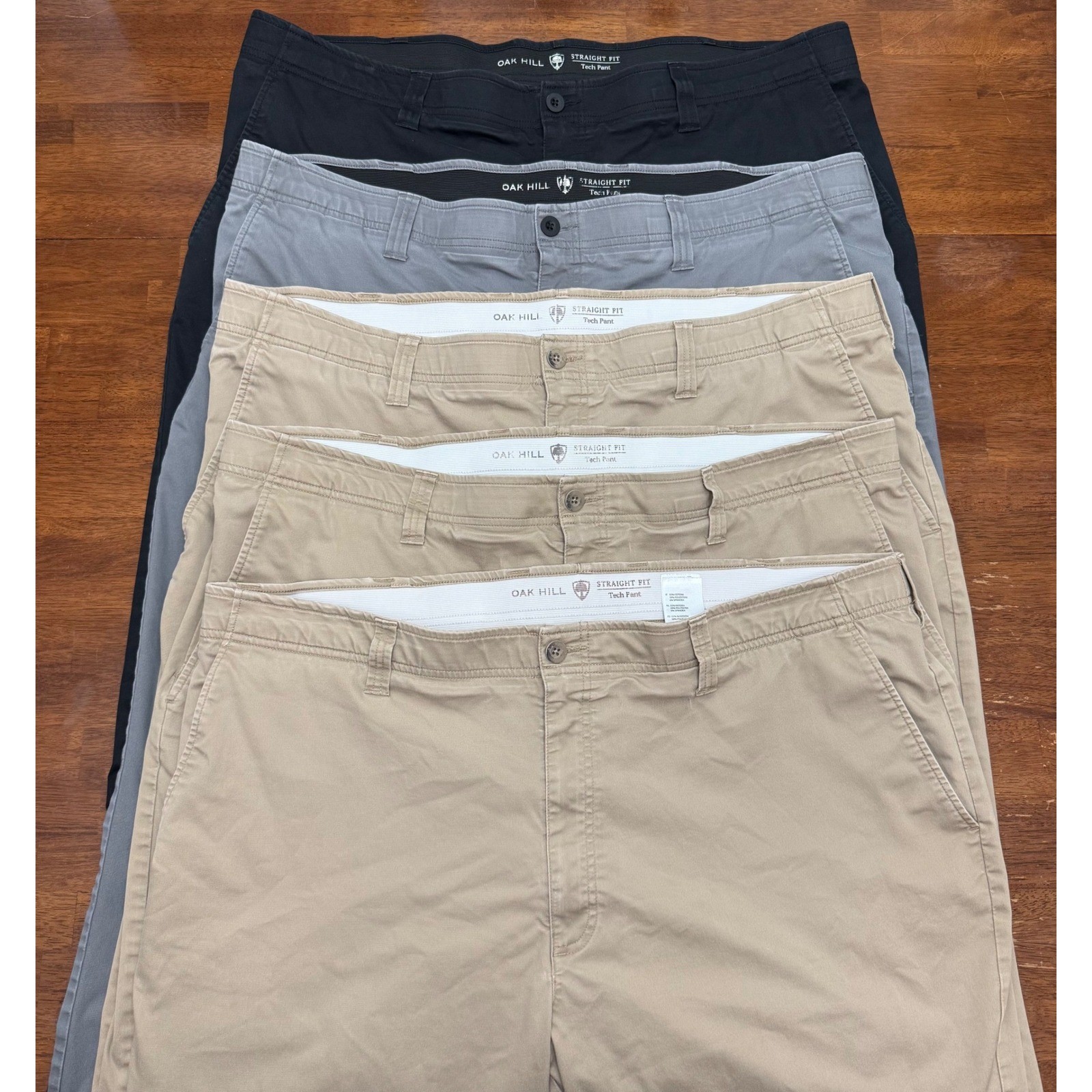 Oak Hill Straight Fit Tech Pants Mens 46×26 Black Grey Khaki Stretch Bundle 5pk