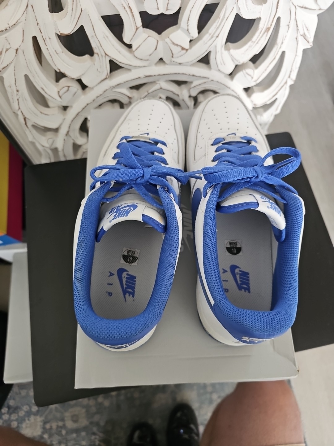 Nike Air Force 1 ’07 Low Men’s Sneakers White/Medium Blue, Size 10M, DH7561-104