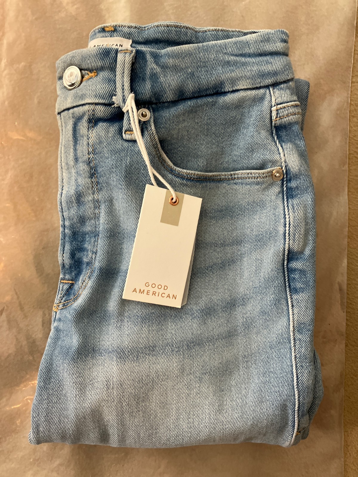 Good American Good Legs Cigarette Straight Leg Jeans Size 4/27 Light Indigo NWT