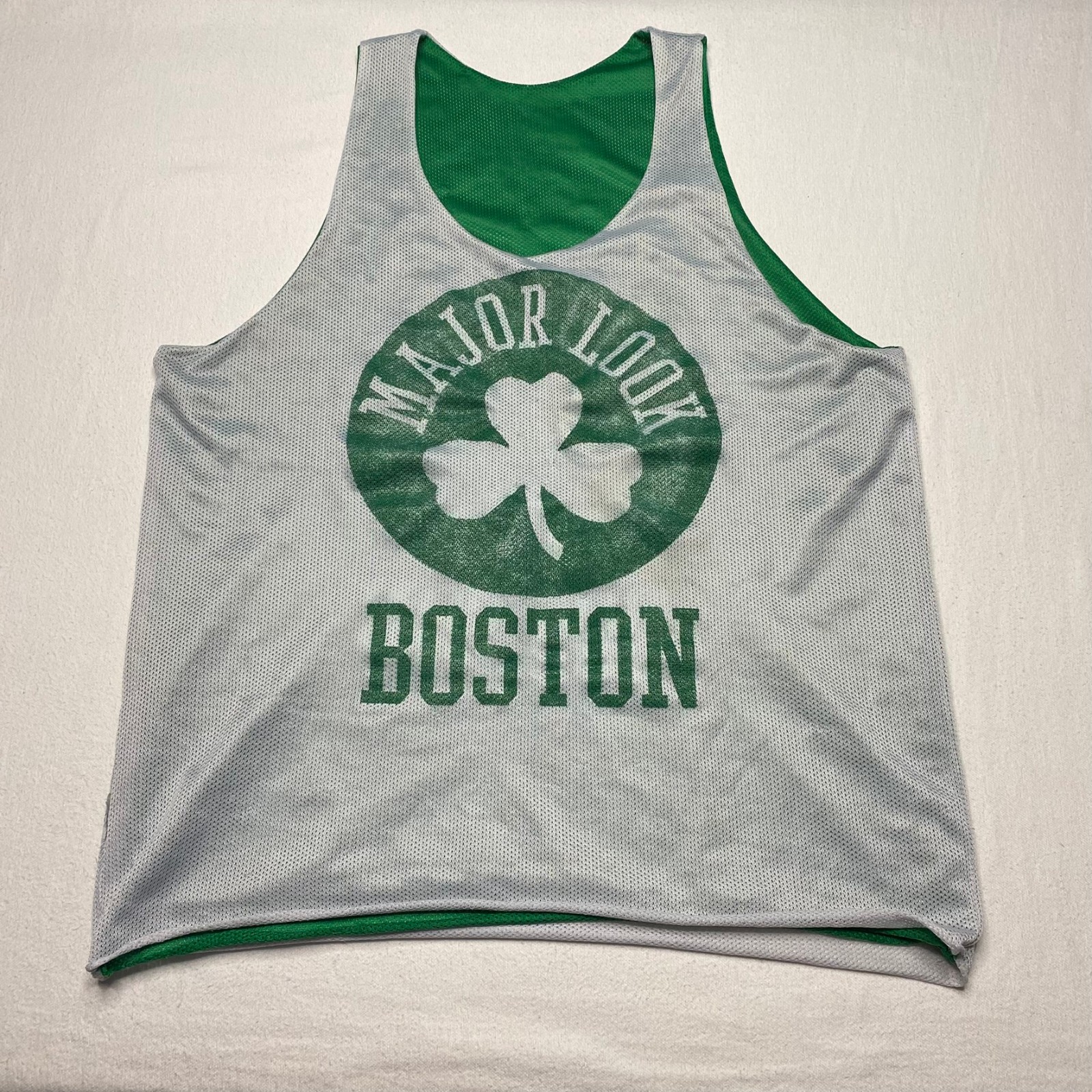Augusta Sportswear Mens Jersey sz M Green Gray Reversible Major Look Boston