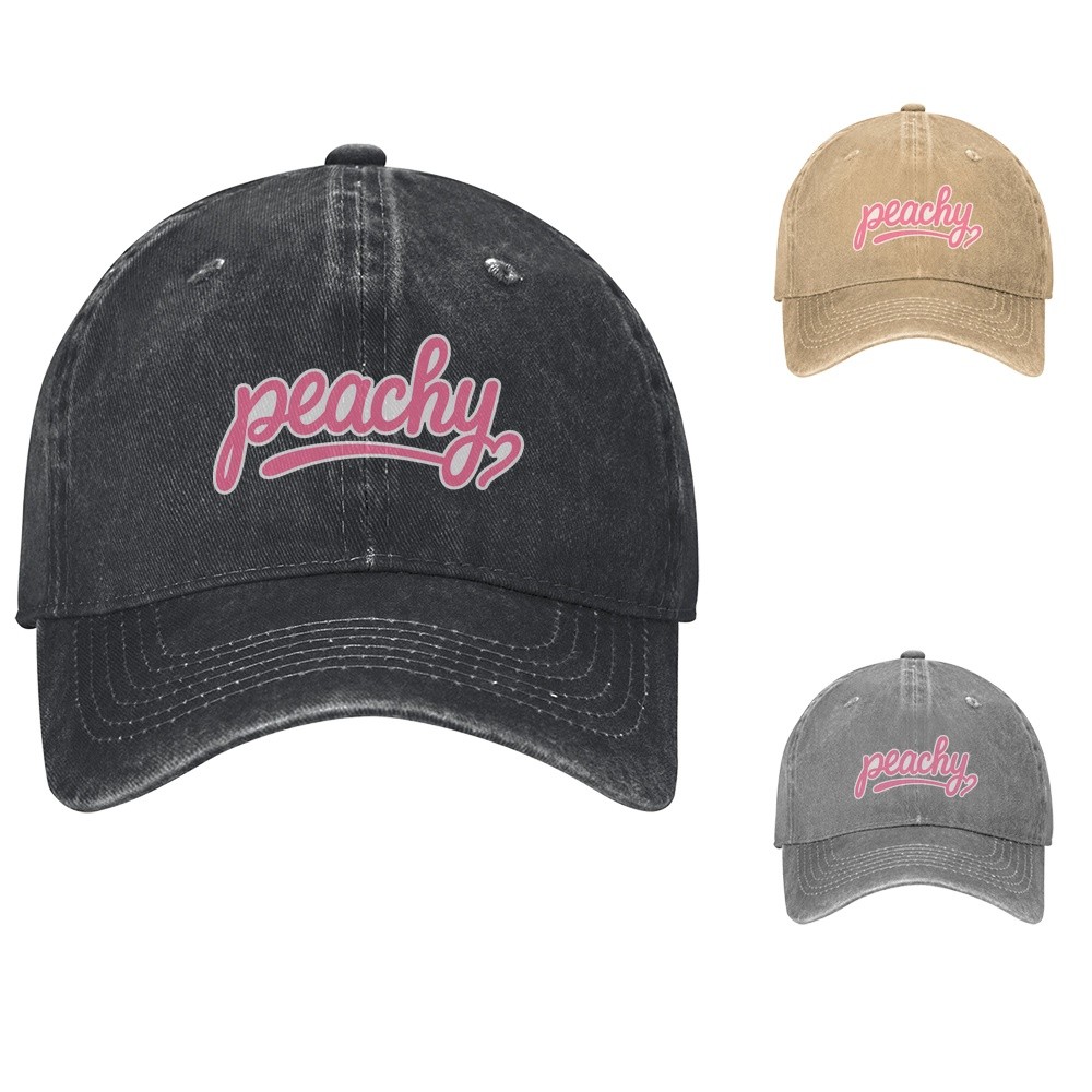 Peachy Script Baseball Cap Retro Dad Hat Adjustable Cotton
