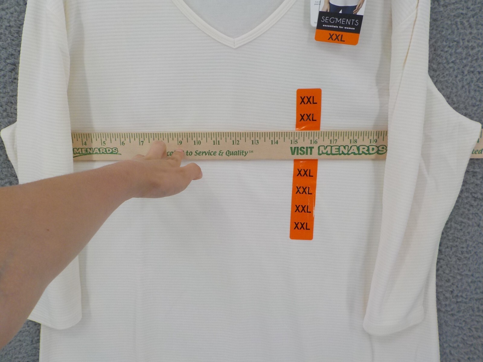 Seg’ments Essentials For Women Shirt SZ XXL White 3/4 Sleeve V-Neck Blouse Top