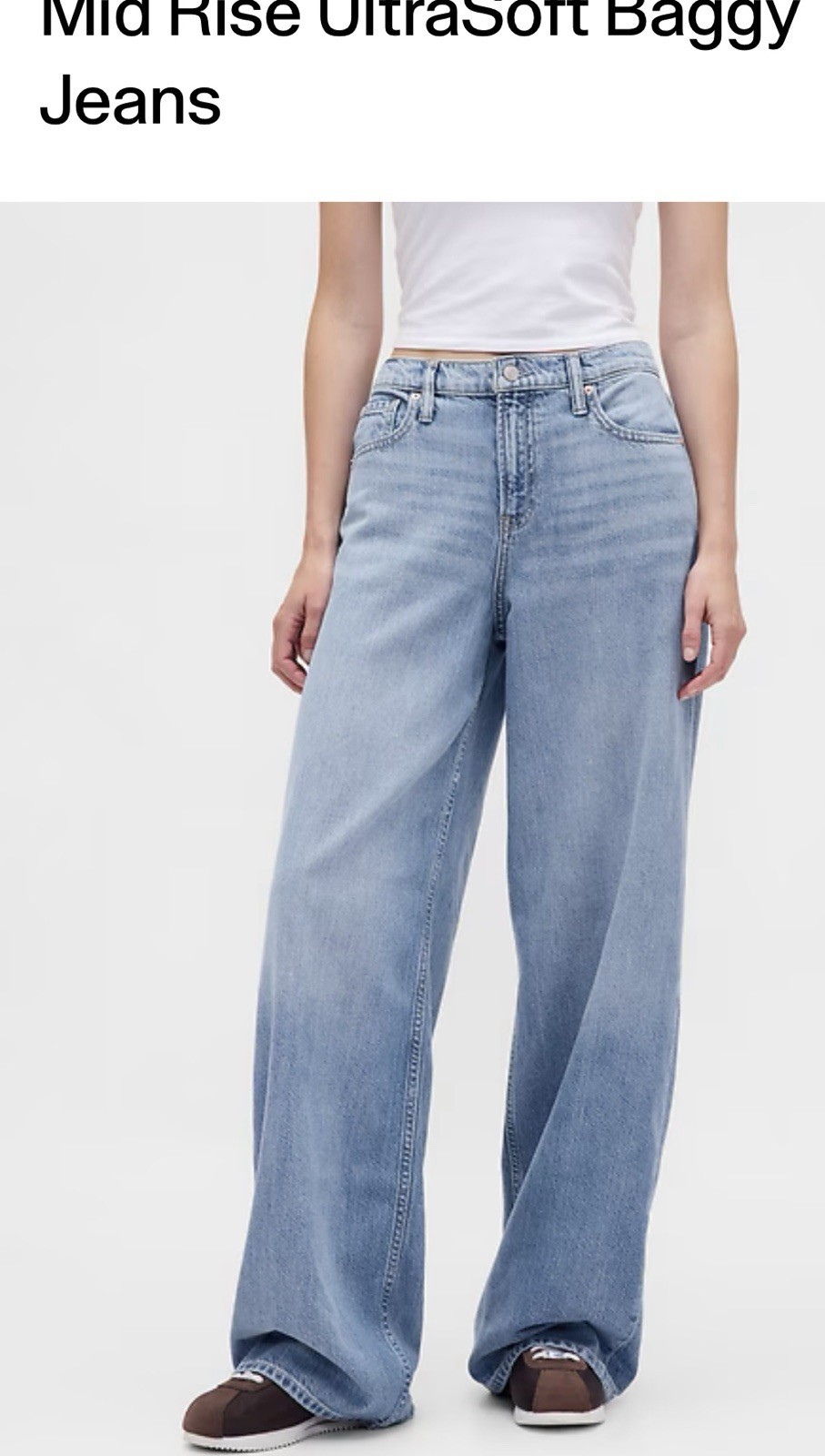 NWT Gap Baggy Mid Rise Jeans | Ultra Soft Denim | Size 2/ 26 Regular| Wide Leg
