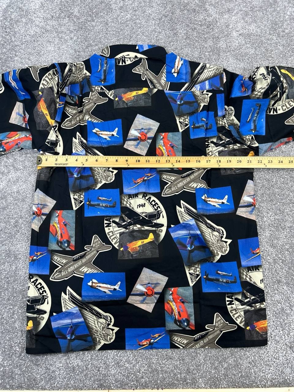 Reyn Spooner Shirt Mens Medium Black Blue Beige Airplane Cotton New