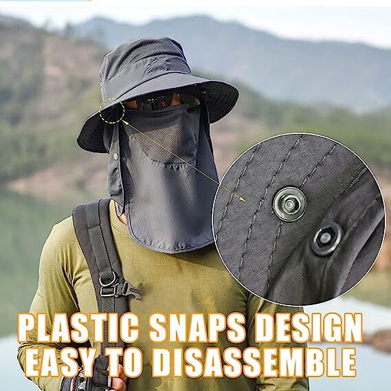 Adjustable Waterproof Wide Brim Sun Hat UV Protection Fishing Bucket Boonie Cap