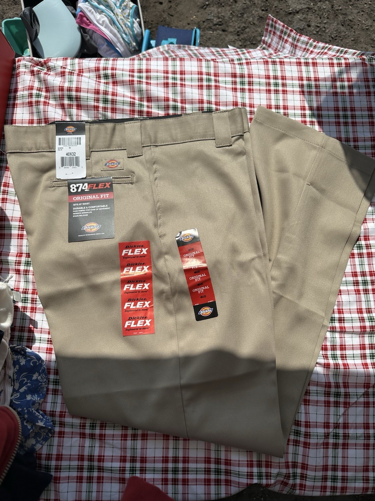 Dickies 874 FLEX Original Fit Work Pants Beige 40×32 Cotton Blend Twill