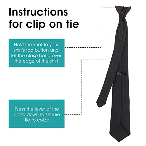 Yolev Men’s Clip On Ties 20 Inches Solid Color Clip-on Neckties 1pcs Black Ties