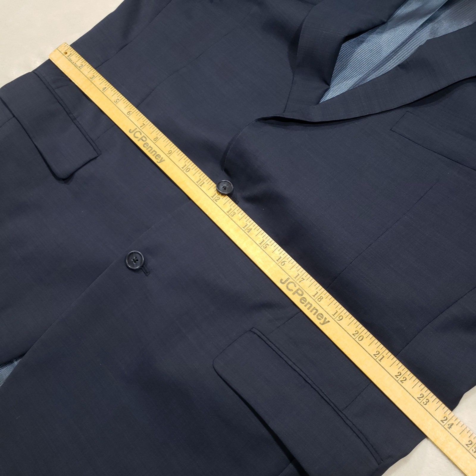 Jack Victor Suit Mens 44R 38W Navy Blue Wool Loreto Two Button Pleated Cuffed