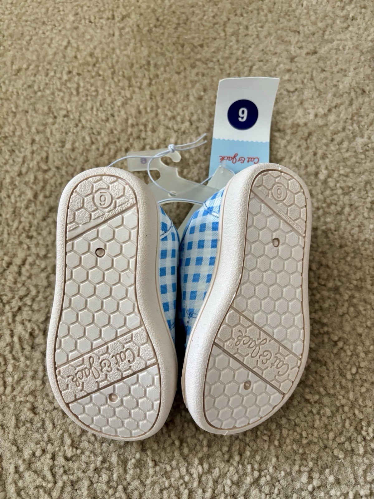 Cat & Jack Shoes Kids Size 6 Blue Gingham Parker Sneaker Hook & Loop Casual