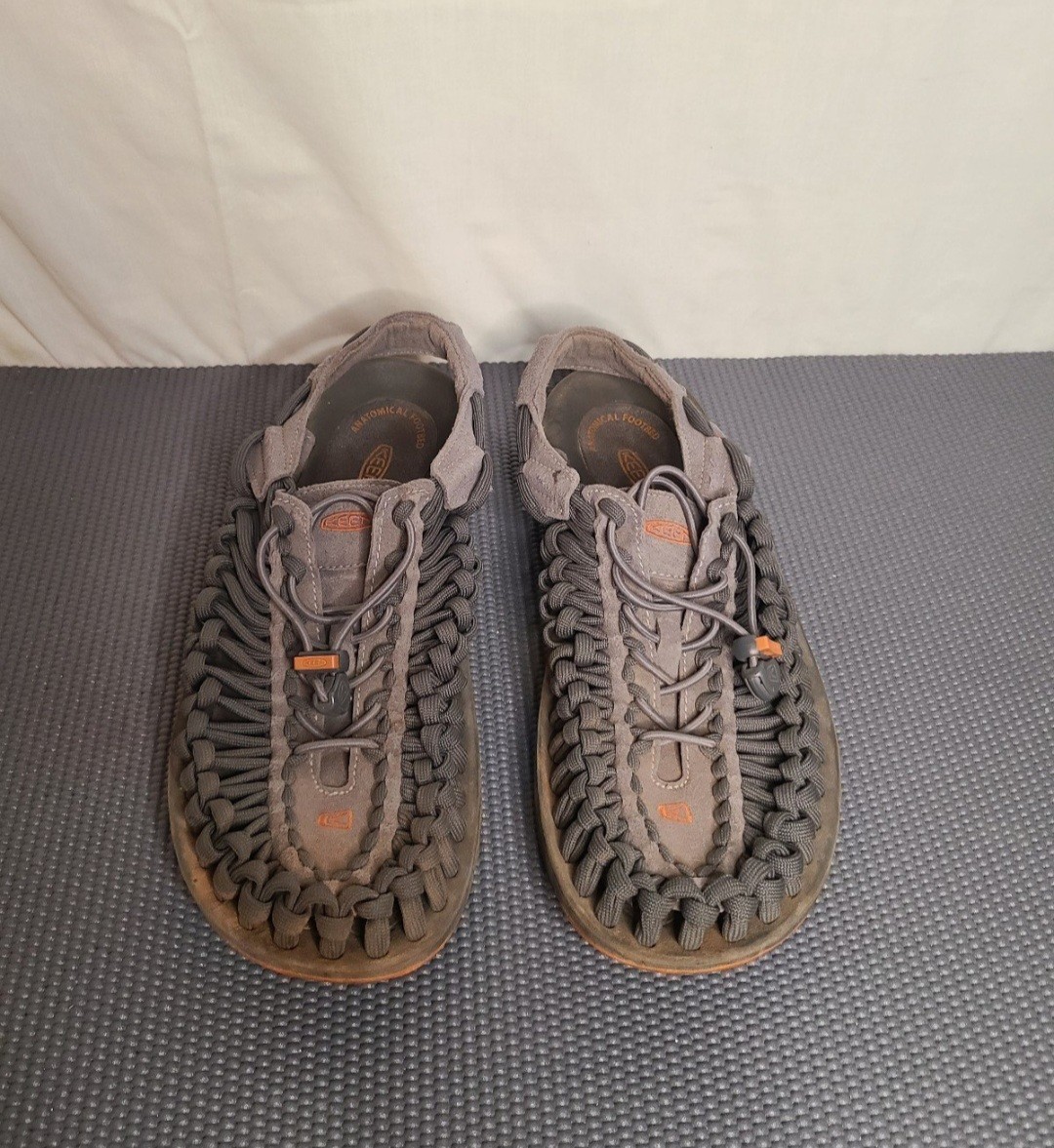 Keen Uneek Grey Orange Cord Sandals Mens 10 1018601 Outdoor Water Shoes