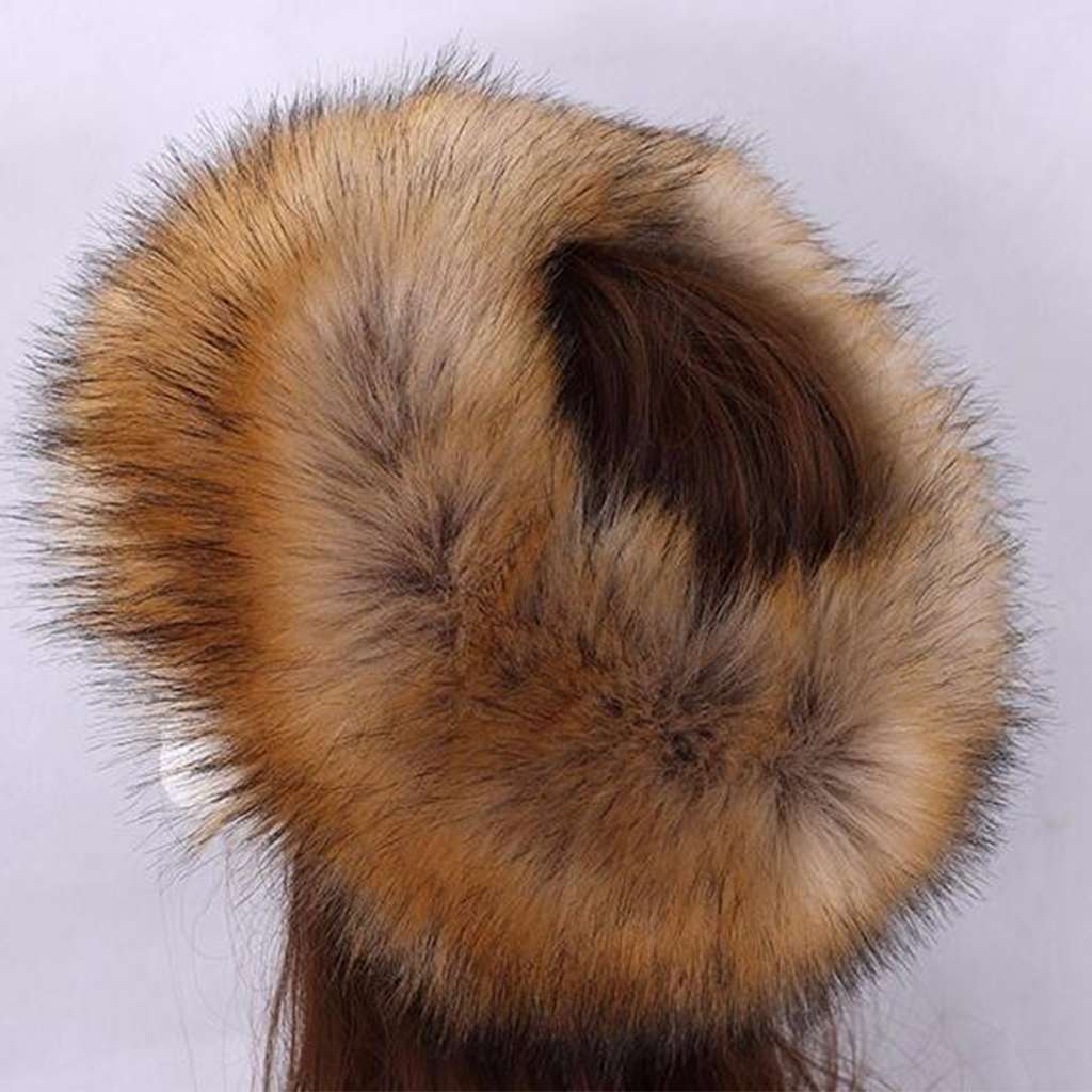 Women Winter Russian Fluffy Faux Fur Headband Hat Thick Ear Warm Snow Ski Cap US