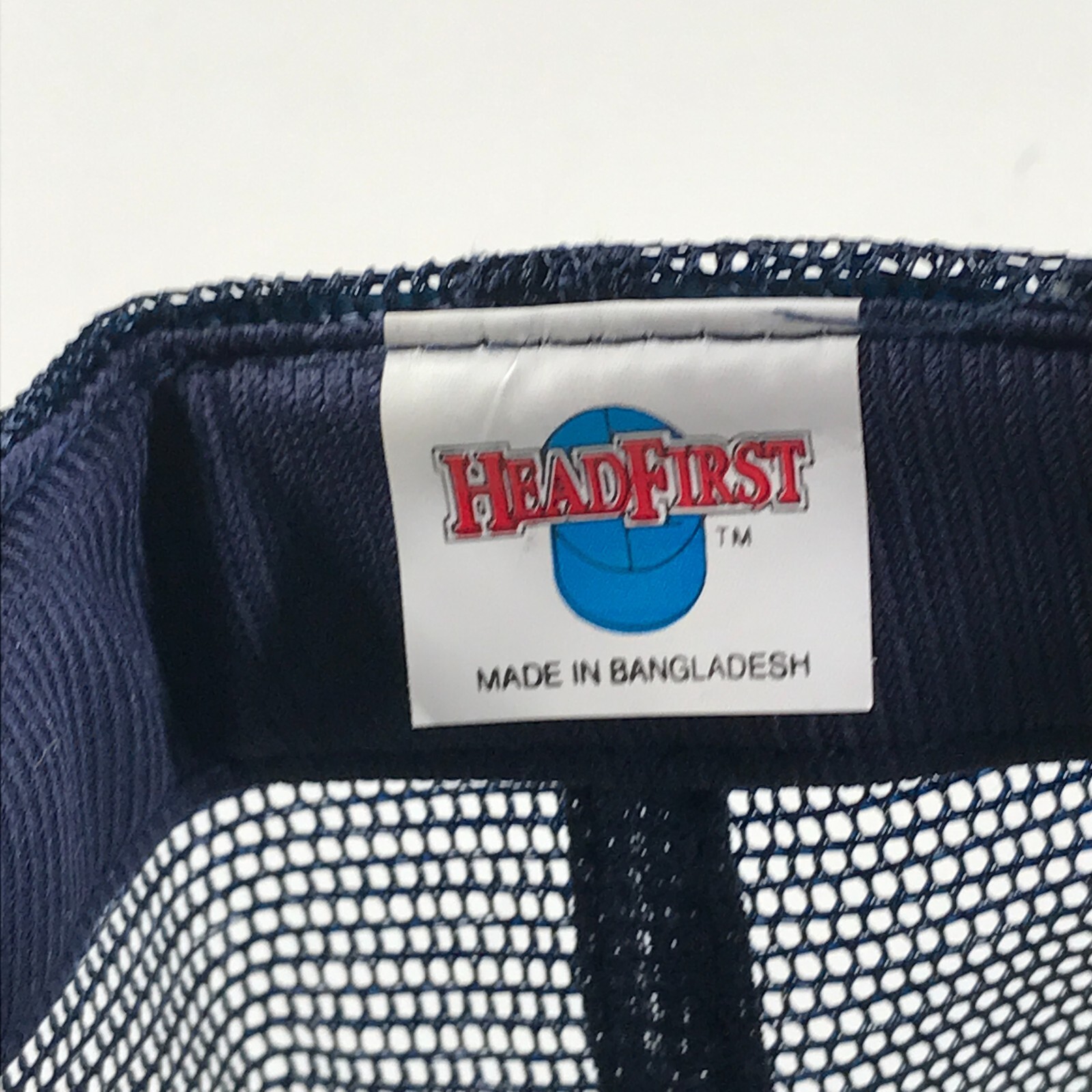 Vintage Navy Blue Trucker Hat Mesh Dome Foam Front Blank Rope Accent Headfirst
