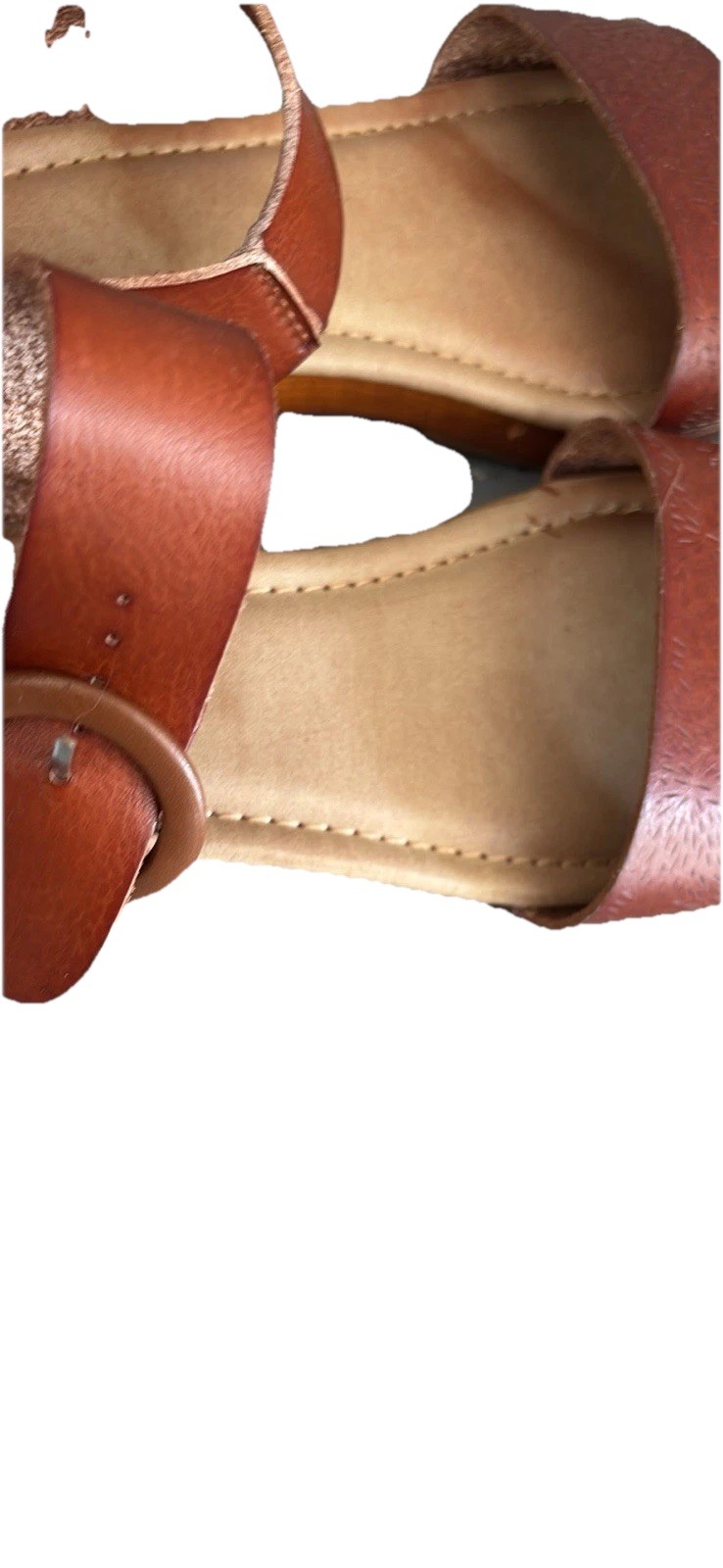 MIA Nira Wooden Sandals Chunky Block Heel Brown Straps Size 8.5M