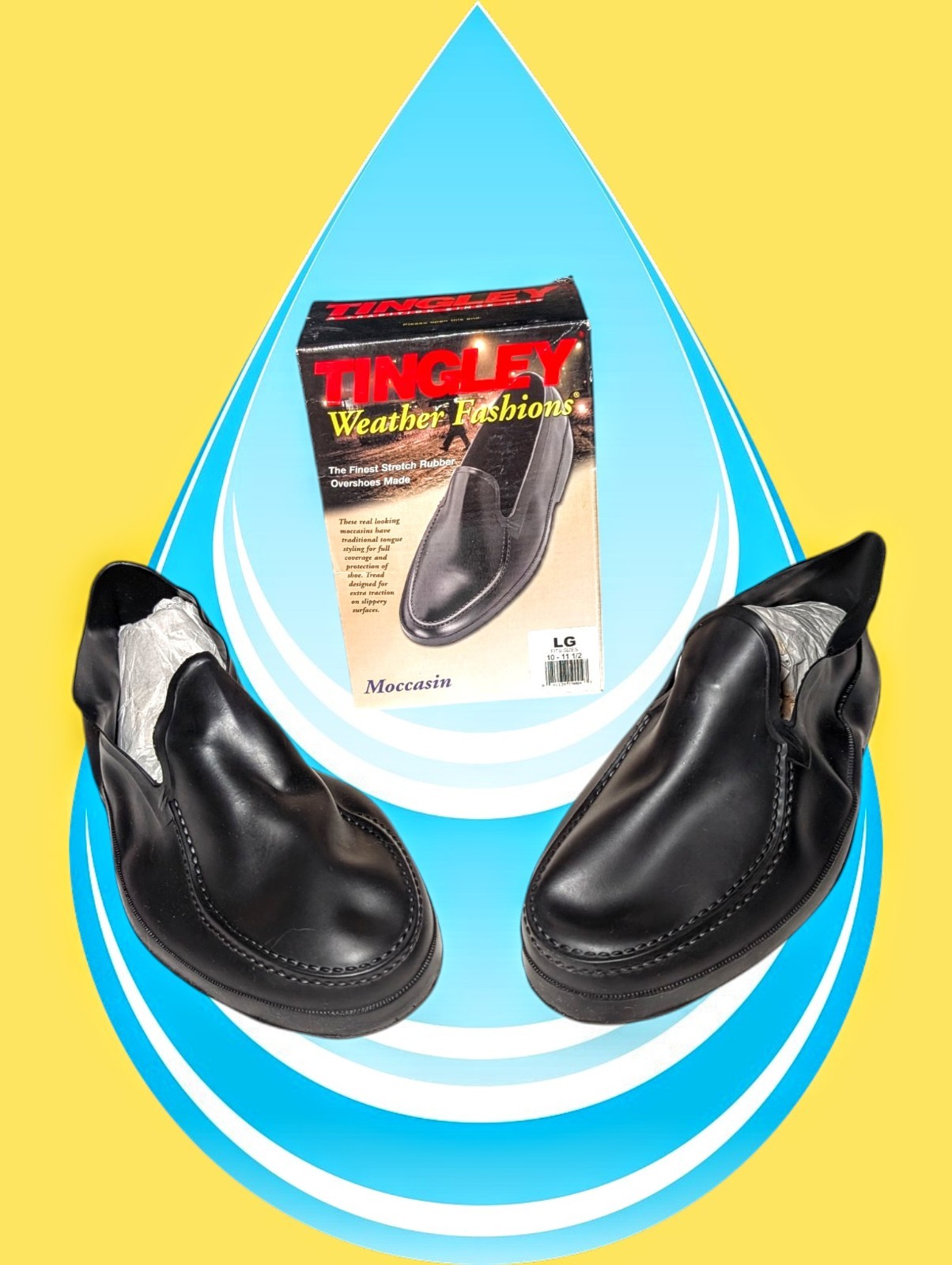 TINGLEY Black Stretch Boot Shoe MOCCASIN Rubber OVERSHOES Galoshes Men’s Large