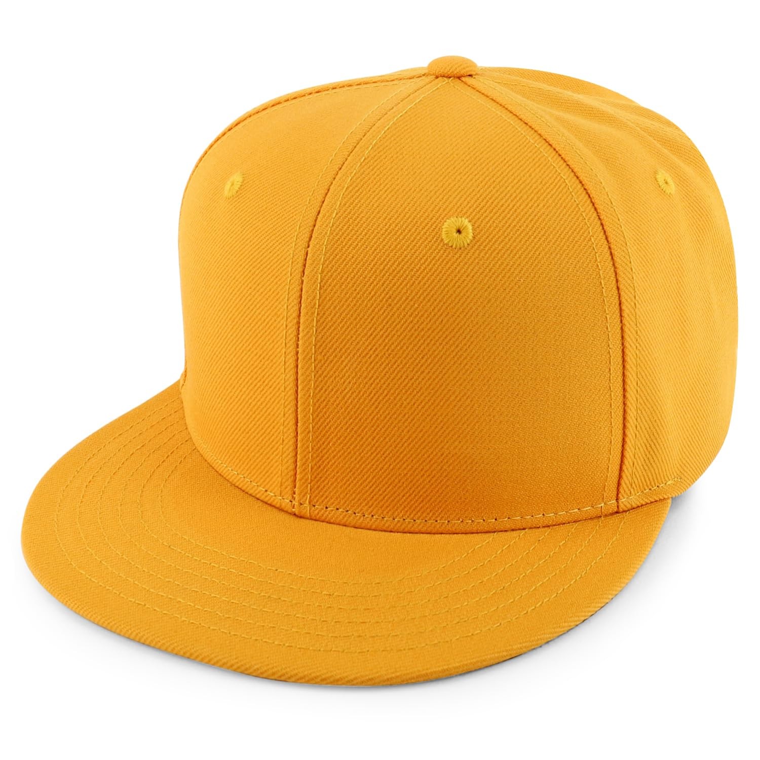Trendy Apparel Shop Oversize XXL Plain Structured 6 Panel Flat XX-Large, Gold