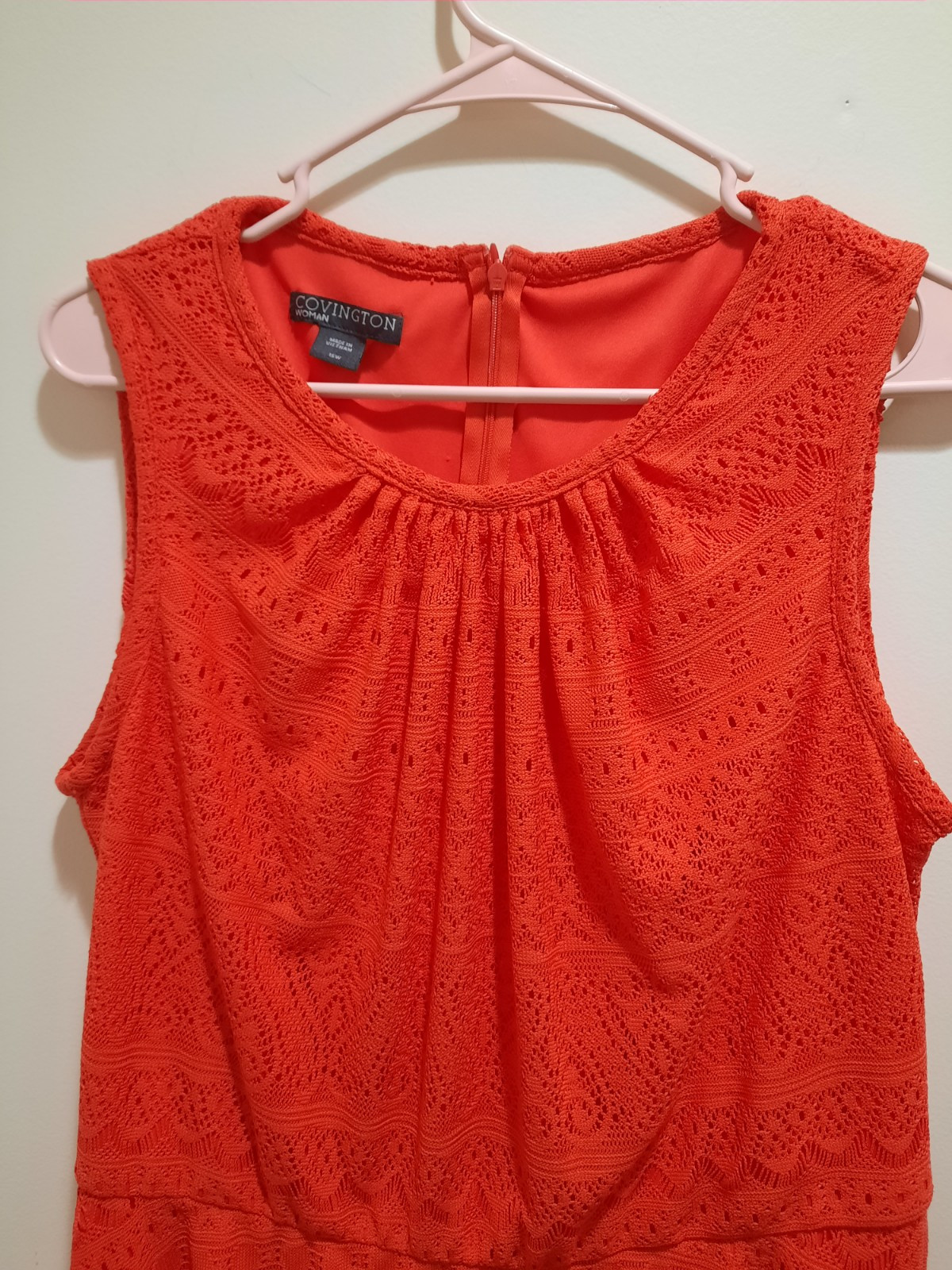 Covington Size 16w Zip Up Sleeveless Orange Dress Pretty Cute Midi Special Occas