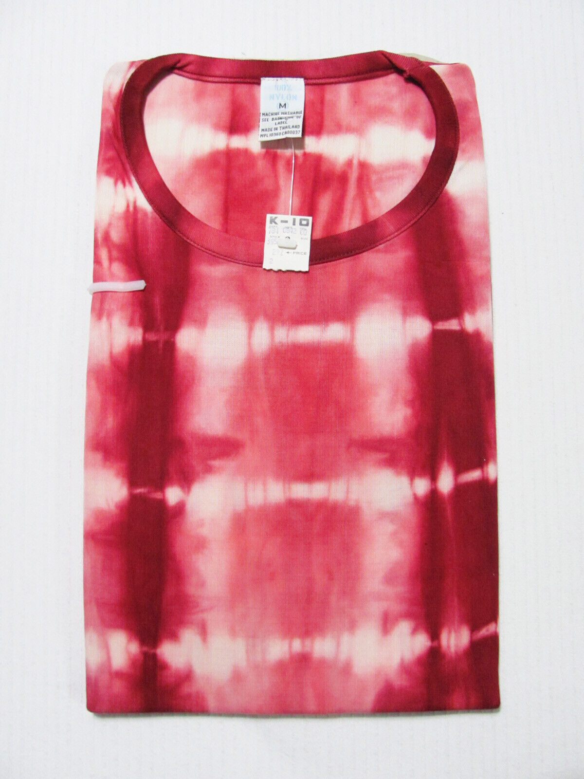 Vintage NEW RED TIE-DYE FITTED STRETCH T-shirt Womens 70s NWT Striped Hippie M