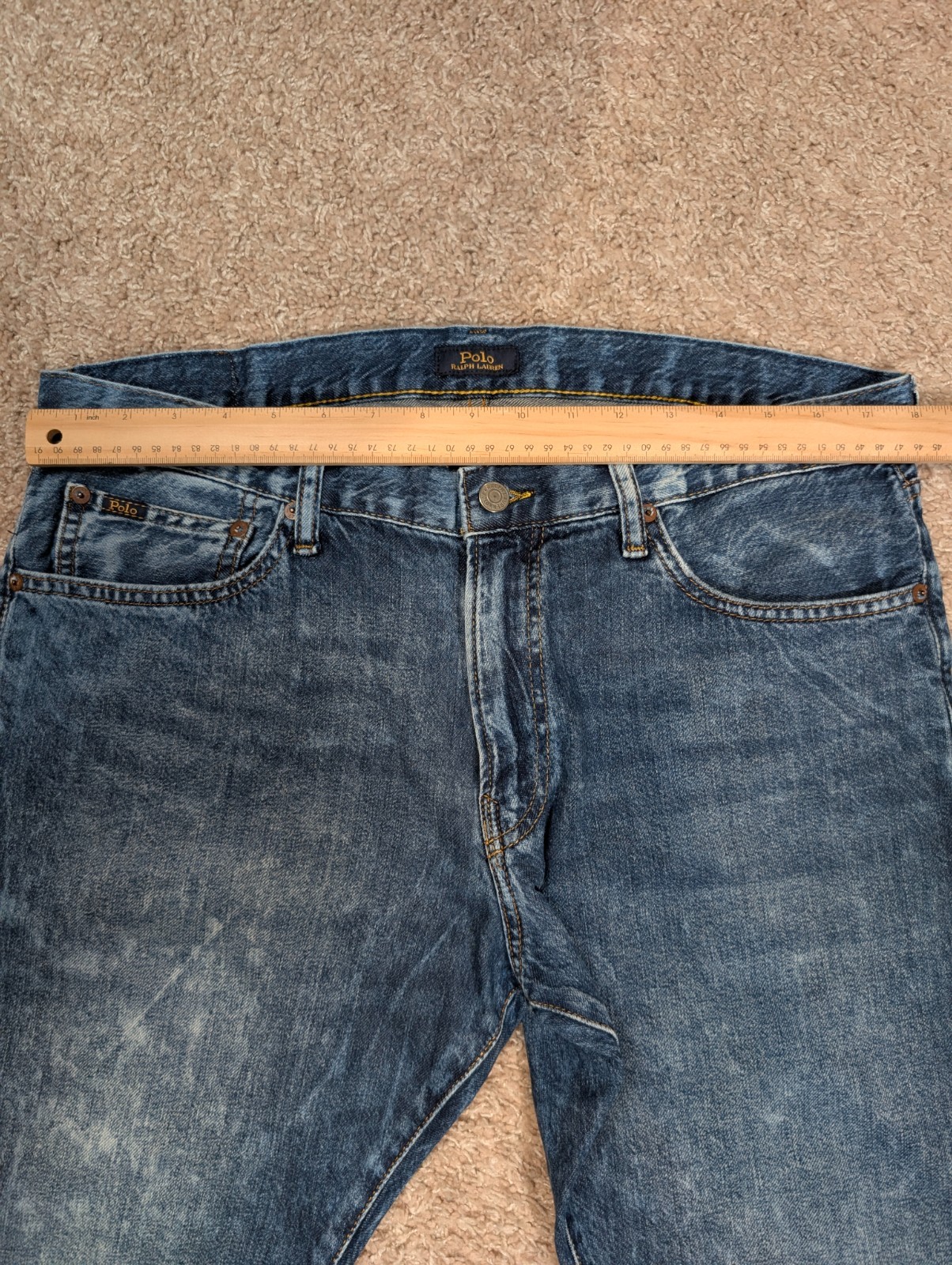 Polo Ralph Lauren Sullivan Medium Blue Acid Wash Men’s 36×30 Denim Jeans