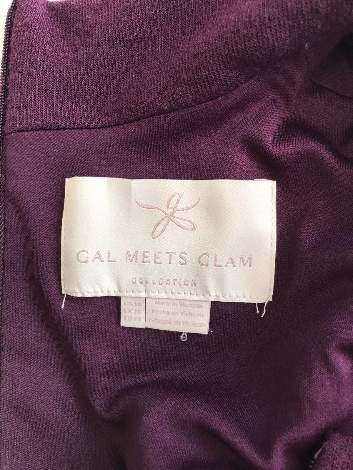 Gal Meets Glam Purple Knit Valentina Dress Puff Sleeve Sz 14 Preppy