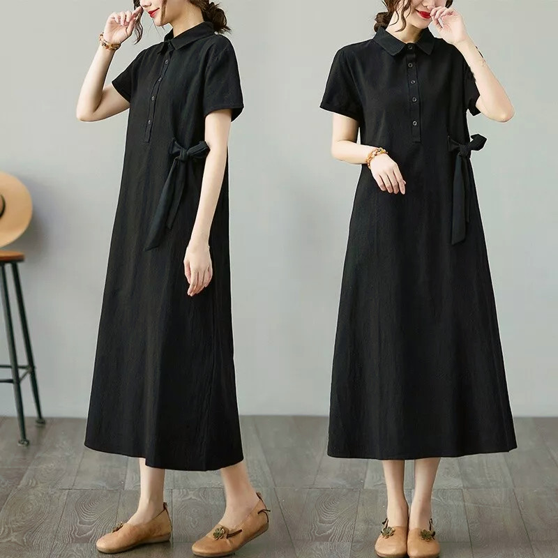 Lady Ethnic Loose Short Sleeve Chinese Blouse Traditional Cotton Linen Qipao Top