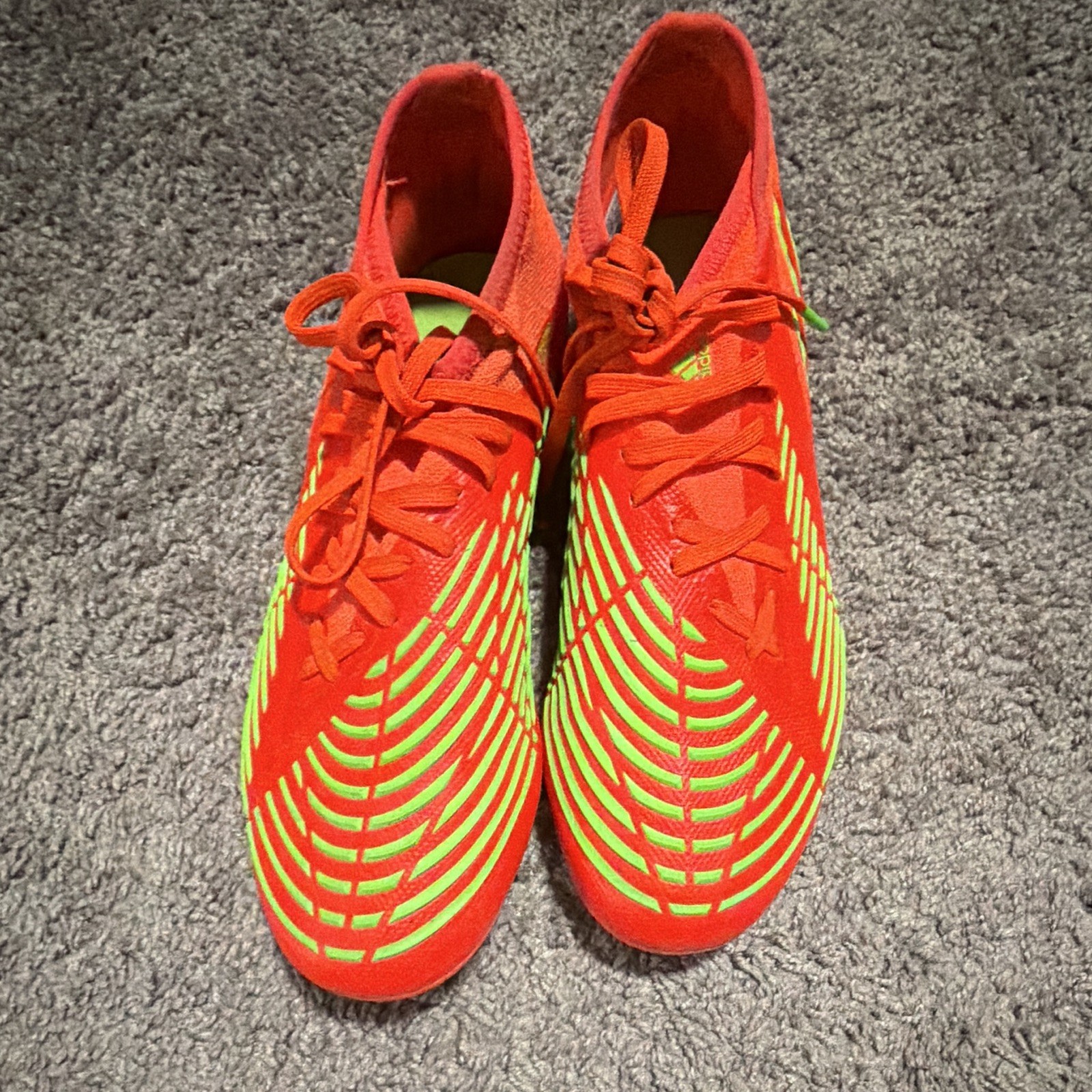 adidas Predator Elite Men’s Low Top Lace-Up Soccer Cleats Orange Green Striped