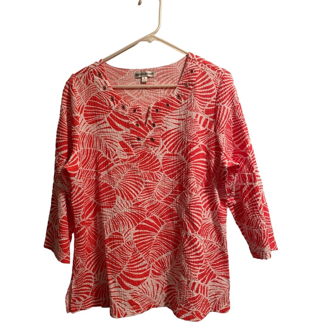 Rebecca Malone Bohemian Tunic Blouse Womens Large Multicolored Beach Summer